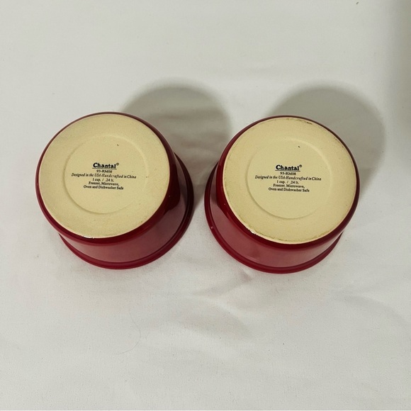 Chantal Set (2) Cook & Serve Red Ramekin 1 Cup Freeze Microwave Oven Dishwasher - Picture 3 of 5